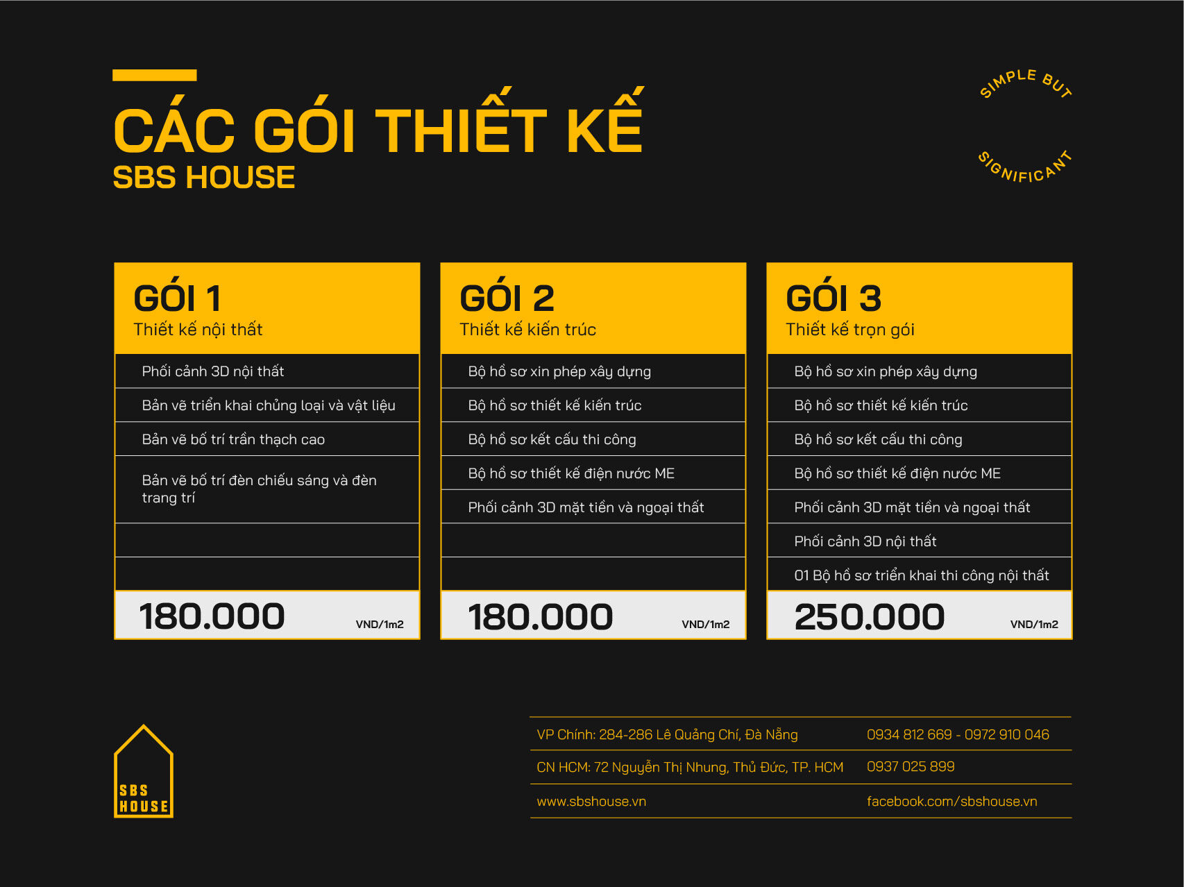 Bảng giá thiết kế nhà tại Đà Nẵng - SBS HOUSE