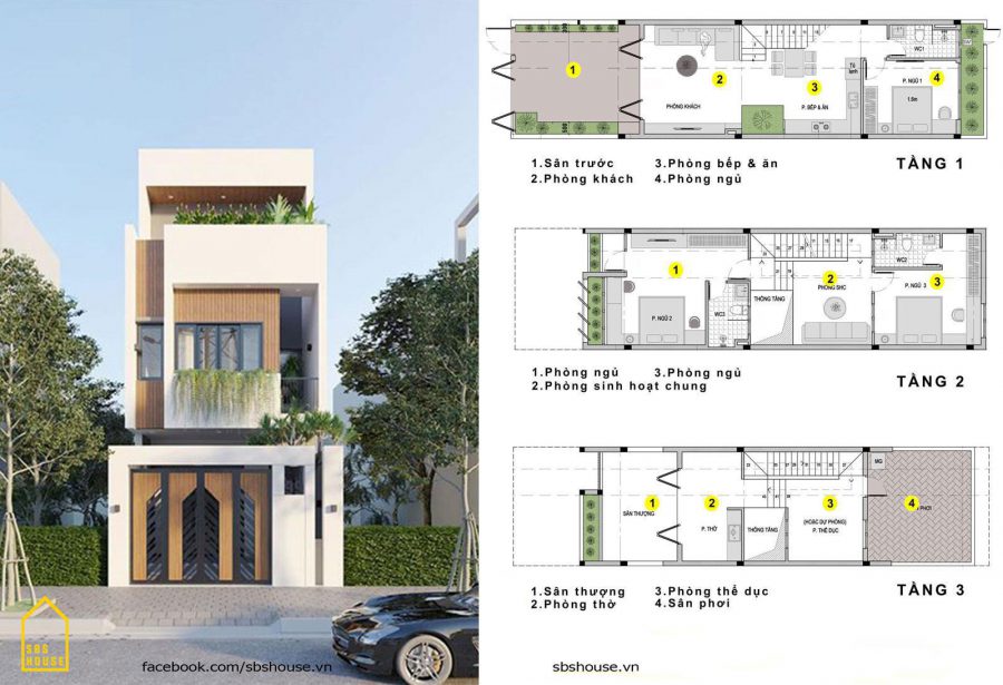 Thiết kế nhà 5x20m Thiết kế nhà 5x20m hướng Đông - Tây