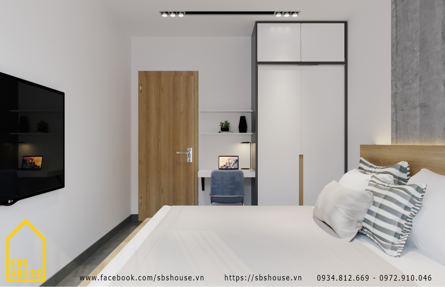 thiết kế nội thất hiện đại chung cư 2 phòng ngủ