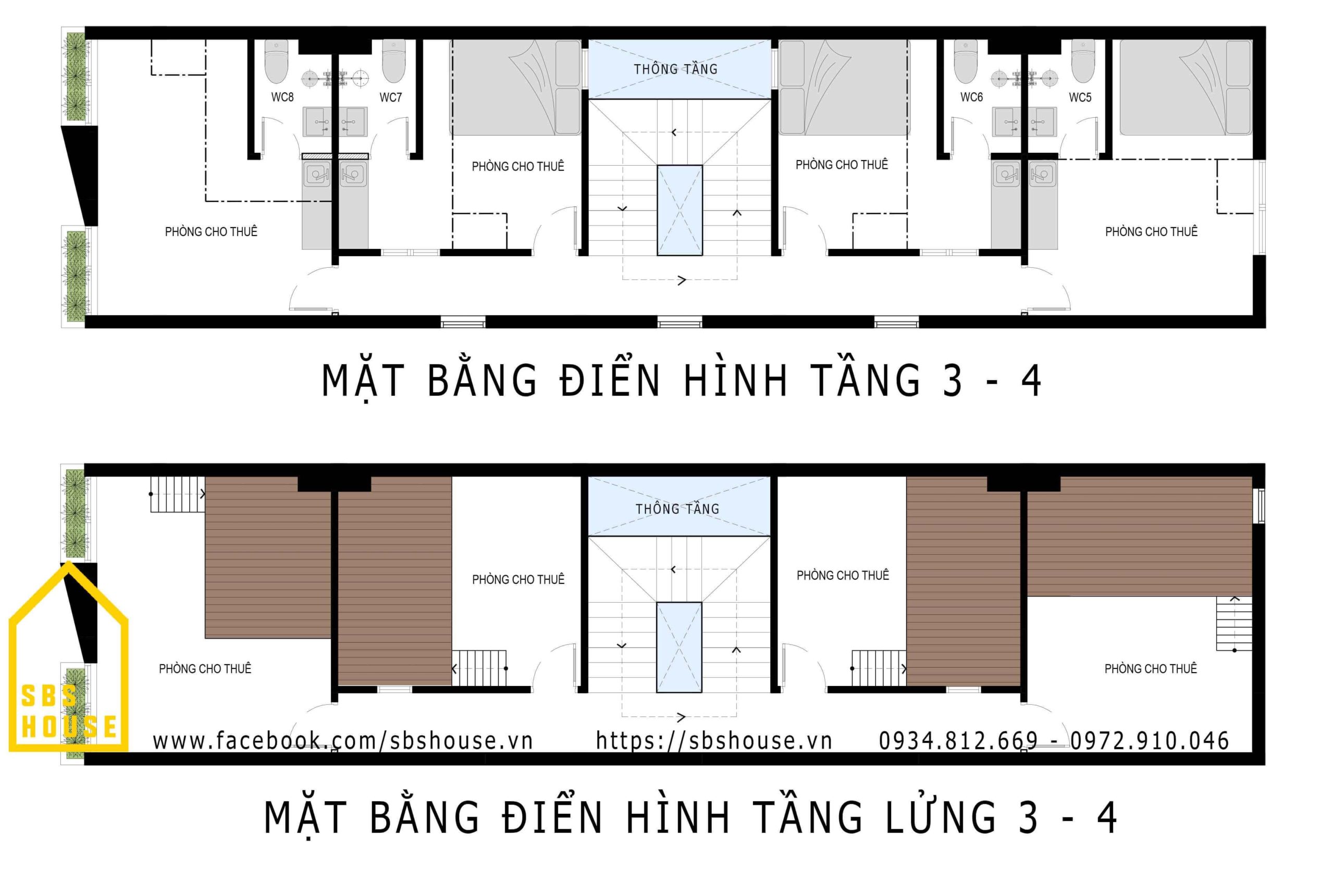 Mặt bằng nhà trọ với cách bố trí linh hoạt giúp tối ưu diện tích.