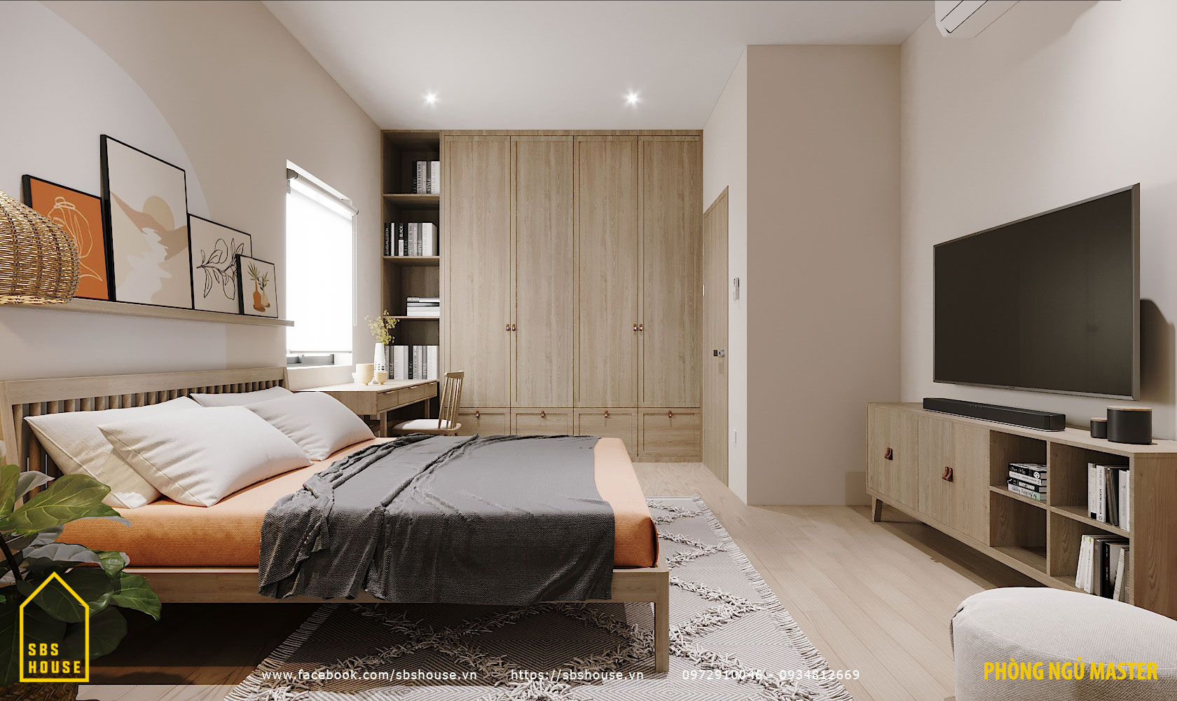 Phòng ngủ đẹp chất liệu chính bằng gỗ