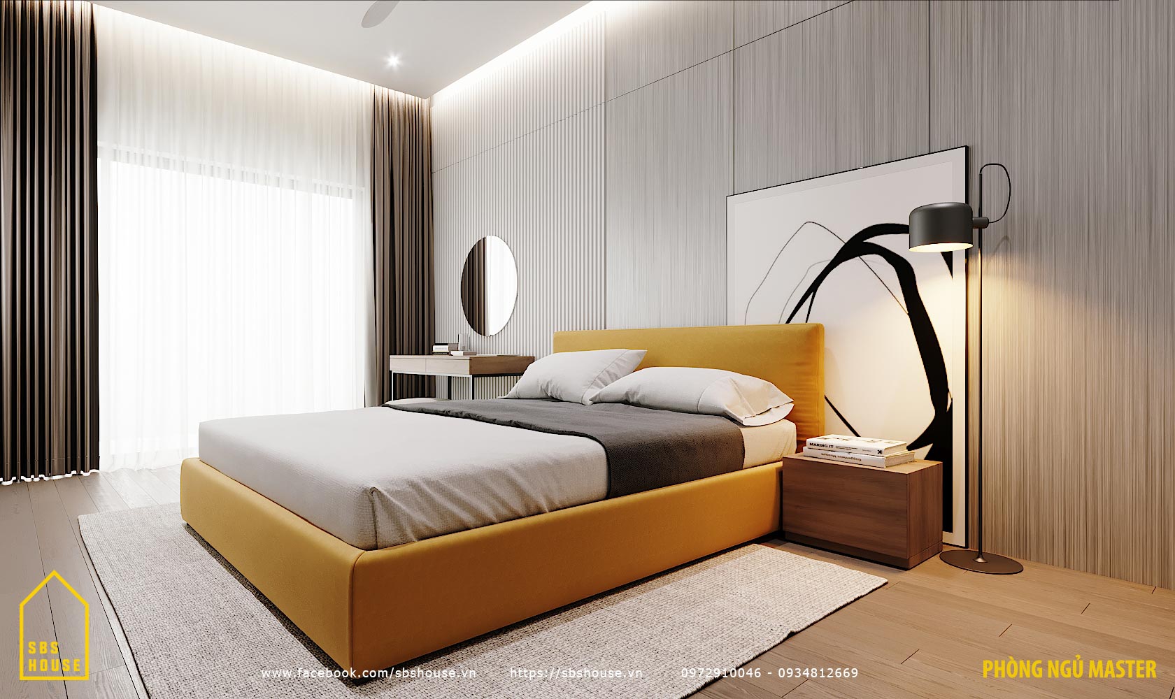 Phòng ngủ sang chảnh với nội thất hiện đại