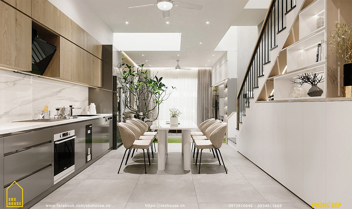 thiết kế nội thất nhà đẹp 2 tầng 1 tum sbshouse