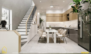 thiết kế nội thất nhà đẹp 2 tầng 1 tum sbshouse