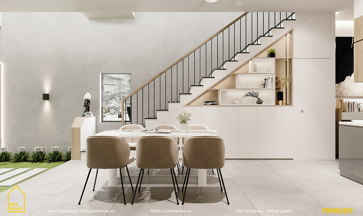 thiết kế nội thất nhà đẹp 2 tầng 1 tum sbshouse