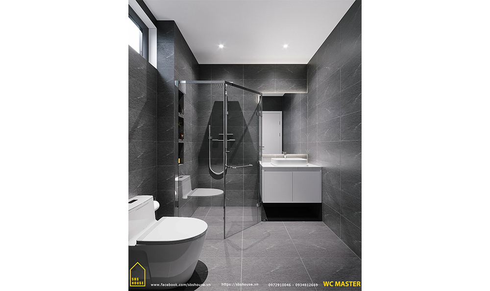 Mẫu nhà vệ sinh có cabin phòng tắm kính