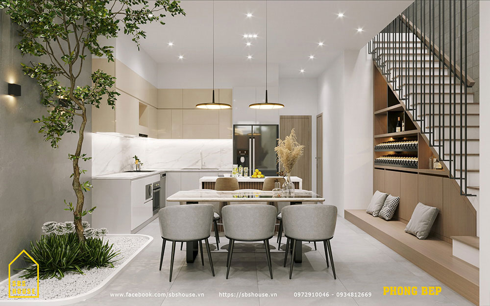 khu vực phòng bếp ăn nhà 4 tầng 120m2 