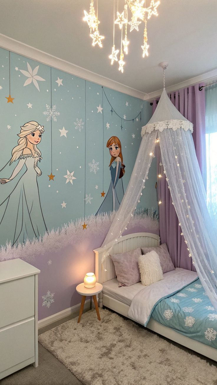 Phòng ngủ con gái 12 tuổi phong cách Frozen