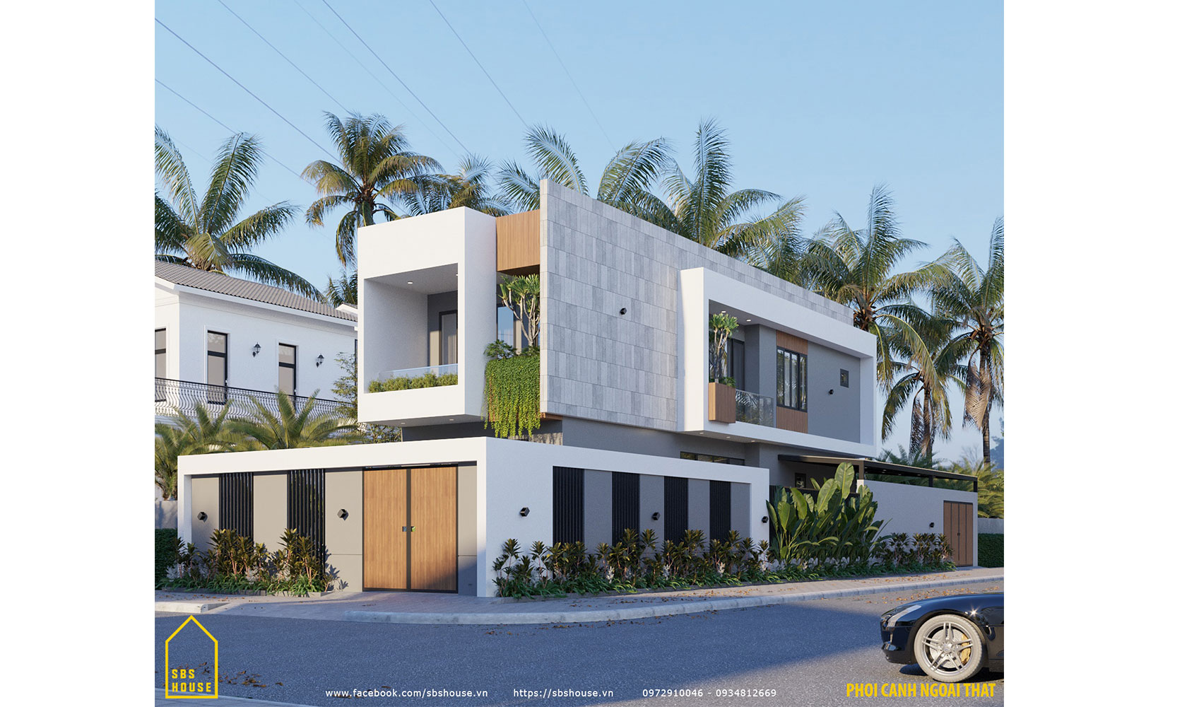 ngoại thất mẫu nhà 2 mặt tiền đẹp 5x20m 