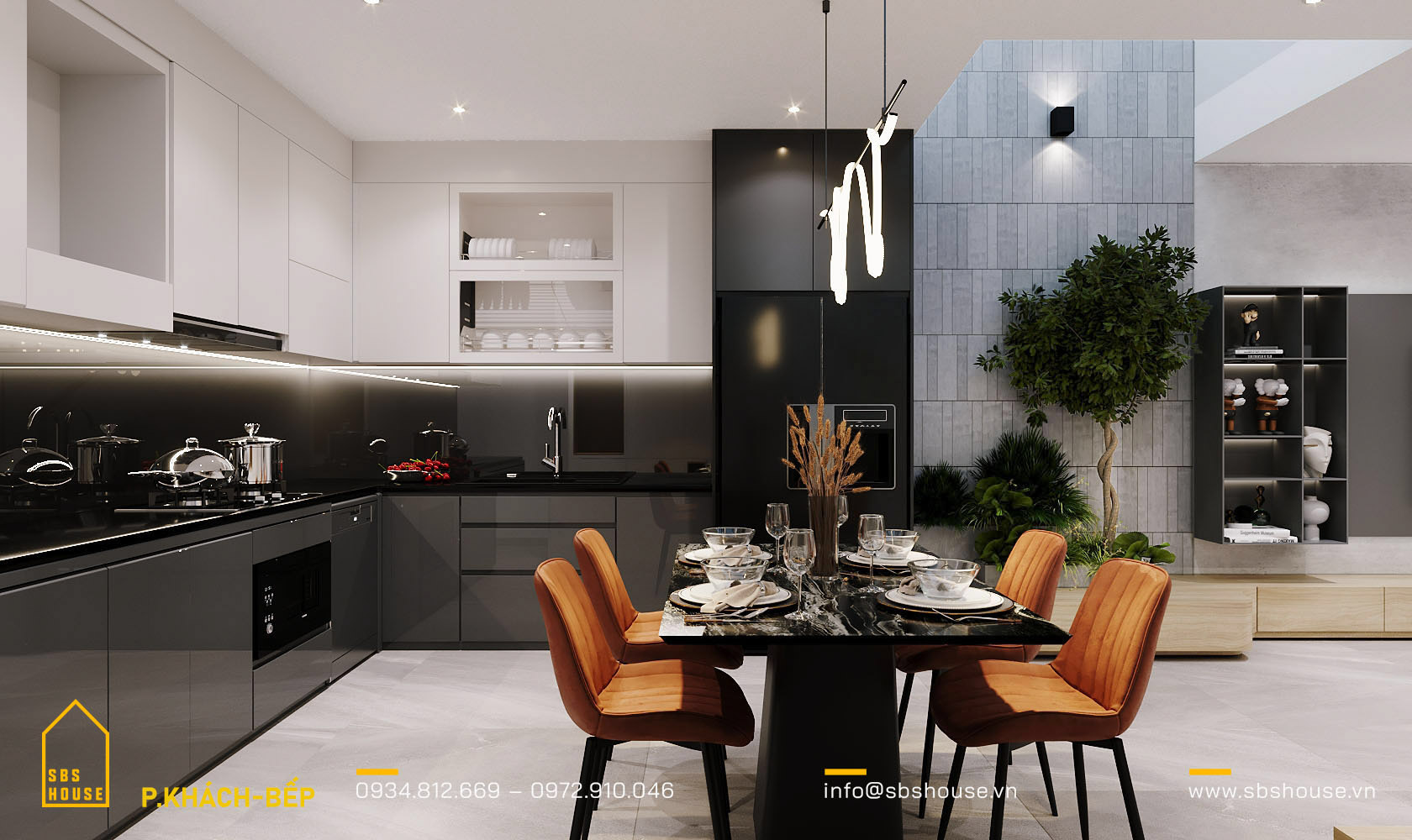 10 cách thiết kế phòng khách kết hợp bếp hiện đại mở rộng không gian