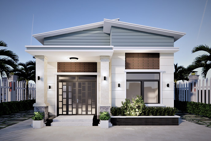 thiết kế nhà mái lệch