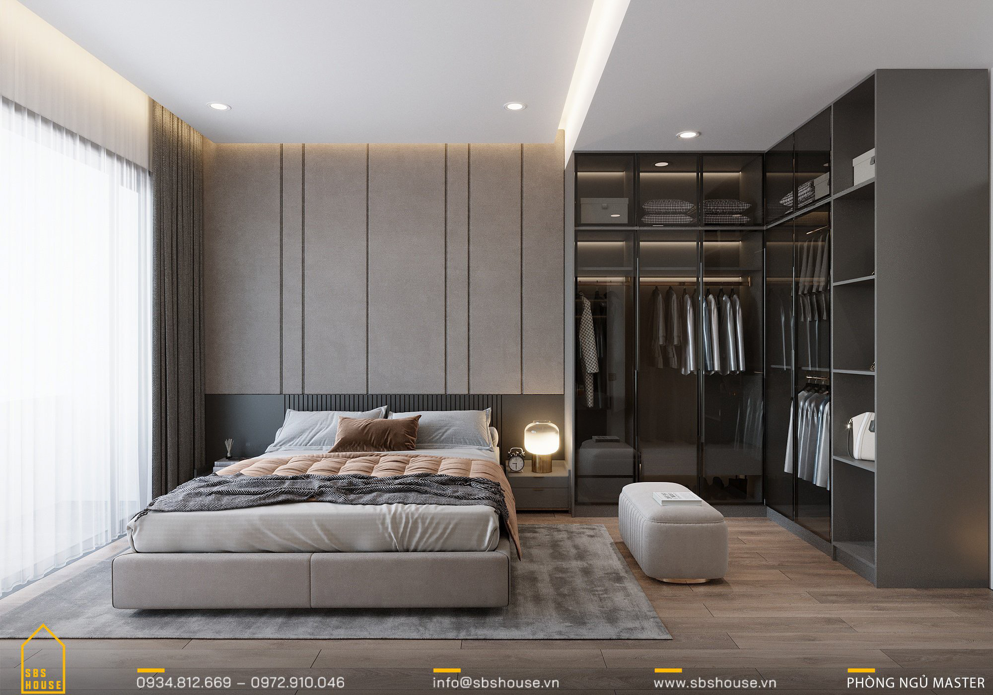 Thiết kế nội thất phòng ngủ Master phong cách Hiện đại  Công ty TNHH  Lamida Việt Nam