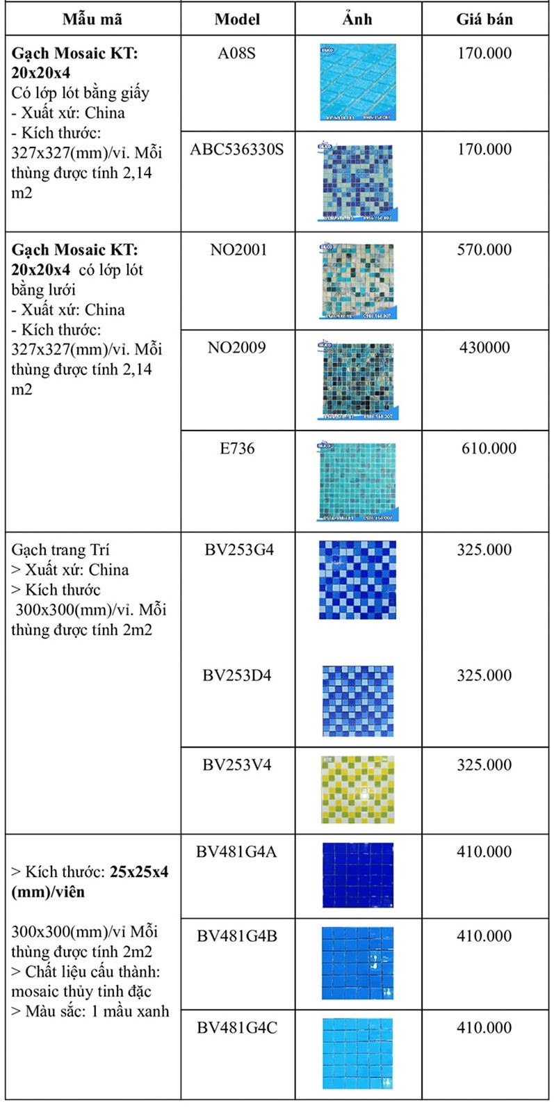gạch mosaic giá rẻ
