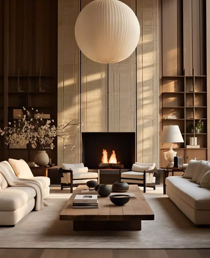 Mẫu phòng khách thông tầng phong cách thô mộc