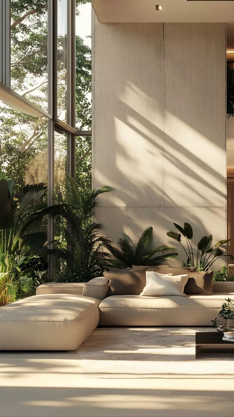 Mẫu phòng khách thông tầng phong cách nhiệt đới