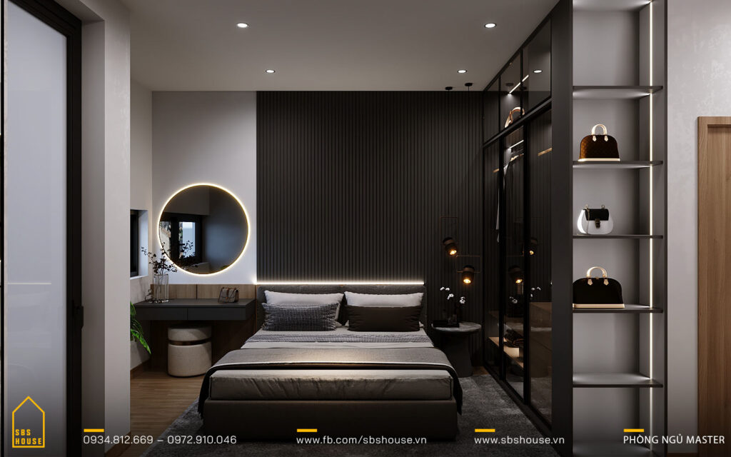 Phòng ngủ master kết hợp với phòng thay đồ