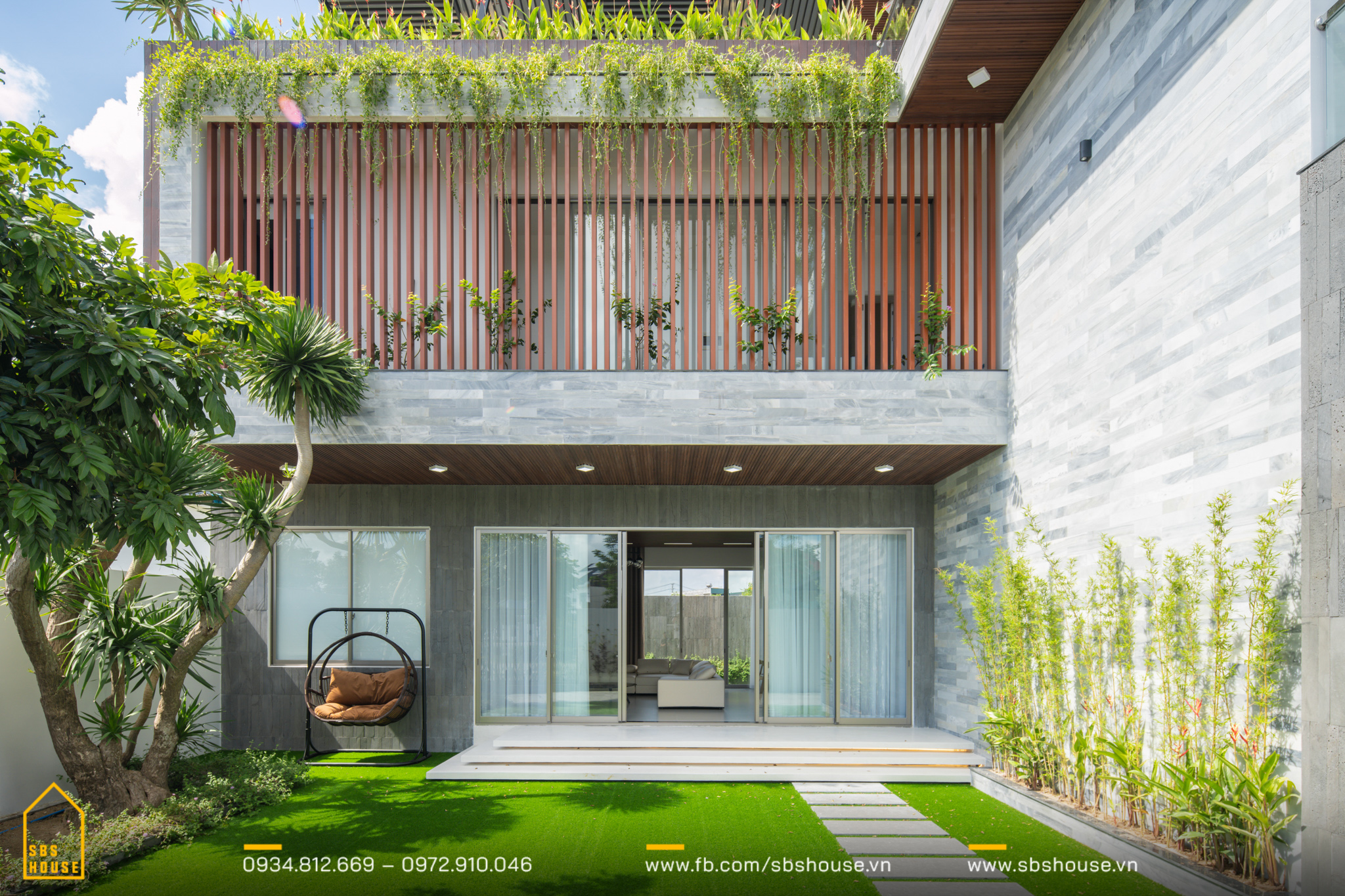 Thiết kế sân vườn biệt thự phố nhà Anh Quỳnh tại khu dân cư Hải Sơn