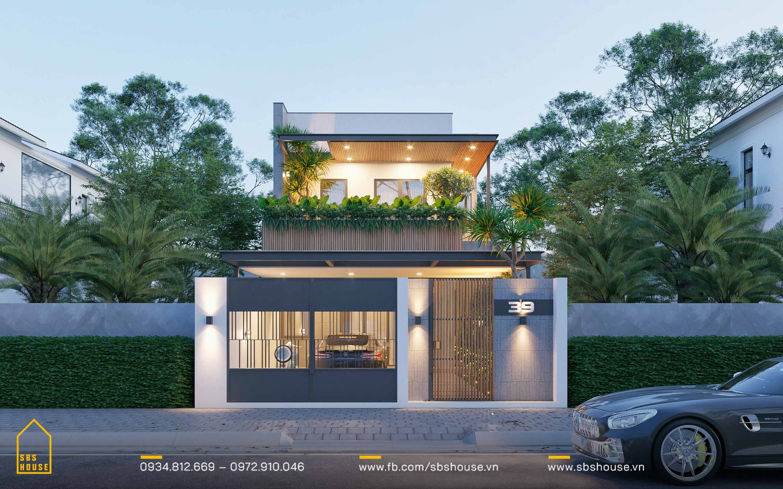 mẫu nhà đẹp 1 trệt 1 lầu sân thượng