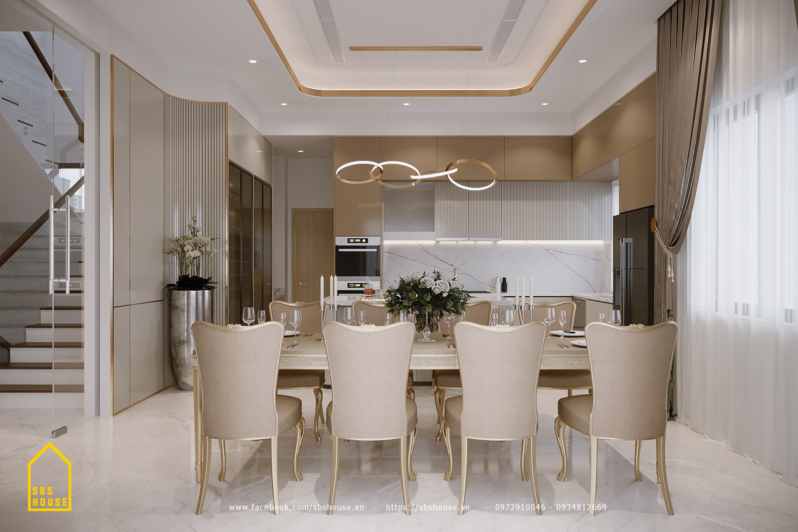 mẫu phòng ăn biệt thự tân cổ điển