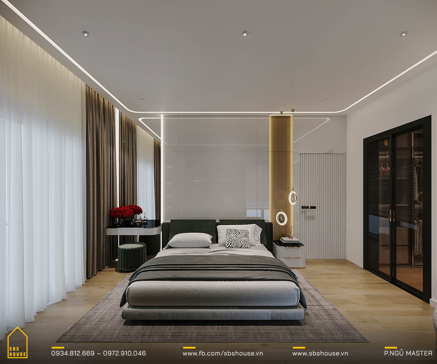 Các phòng ngủ có diện tích lớn, thiết kế sang trọng với phòng tắm riêng mang lại sự riêng tư và thoải mái tối đa.