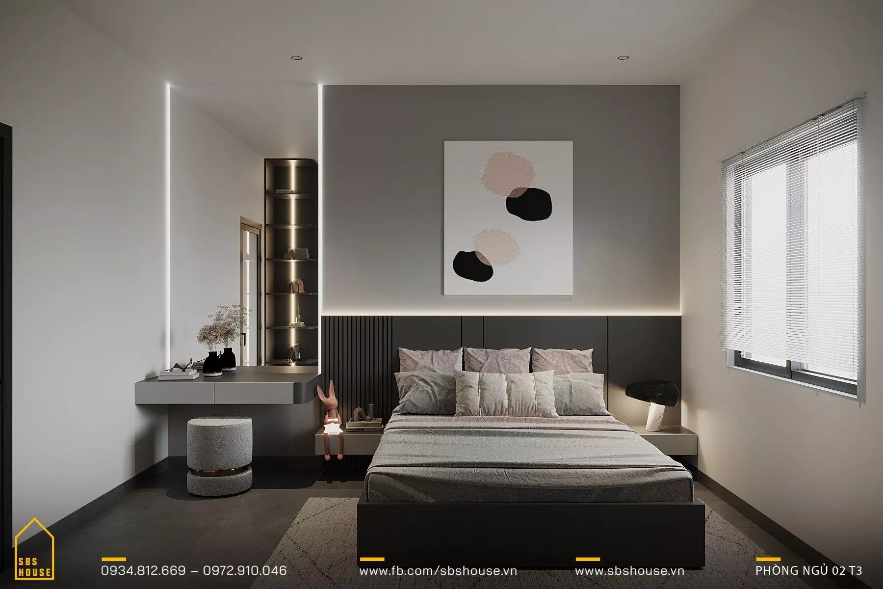 Phòng ngủ master được thiết kế riêng biệt, tạo nên một không gian riêng tư hoàn hảo. 