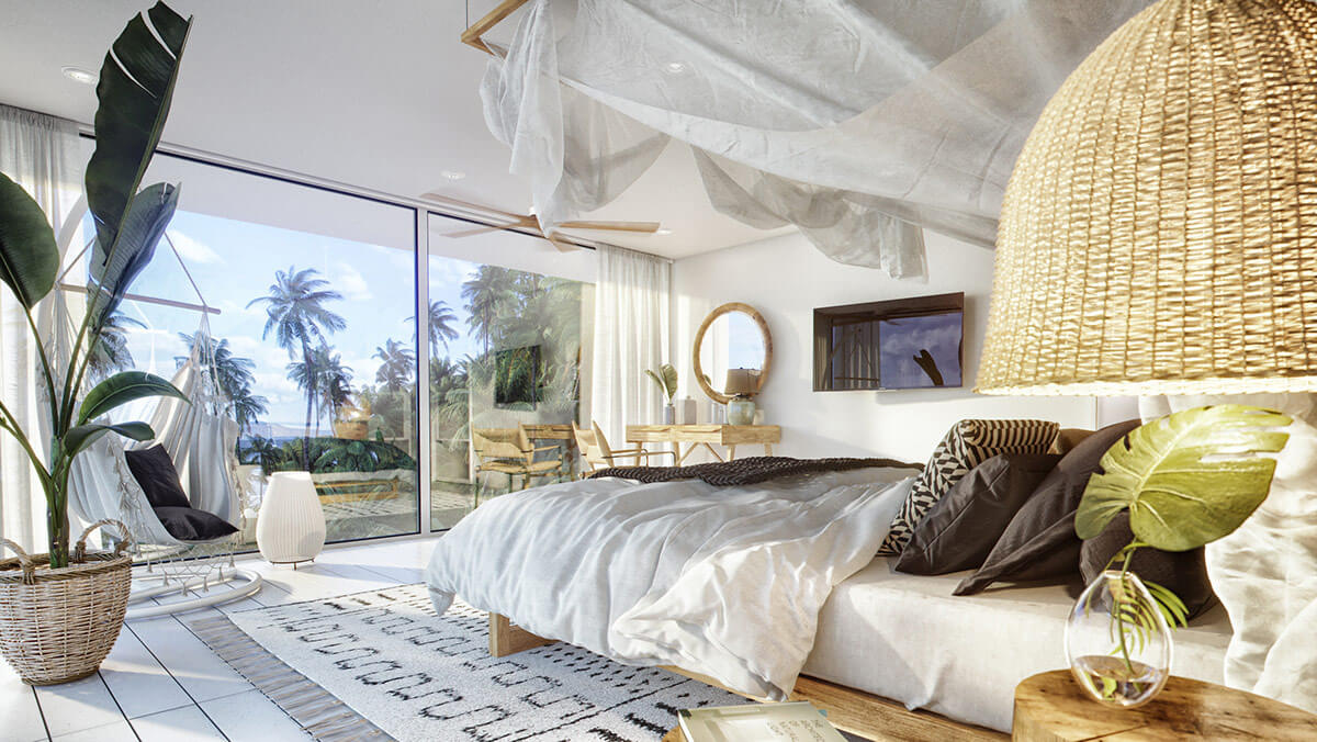 phòng ngủ phong cách tropical