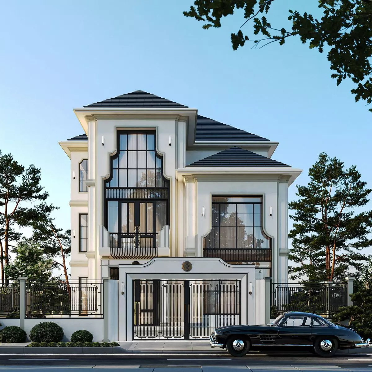 Mẫu nhà mái Nhật 3 tầng tân cổ điển đẹp, đẳng cấp 