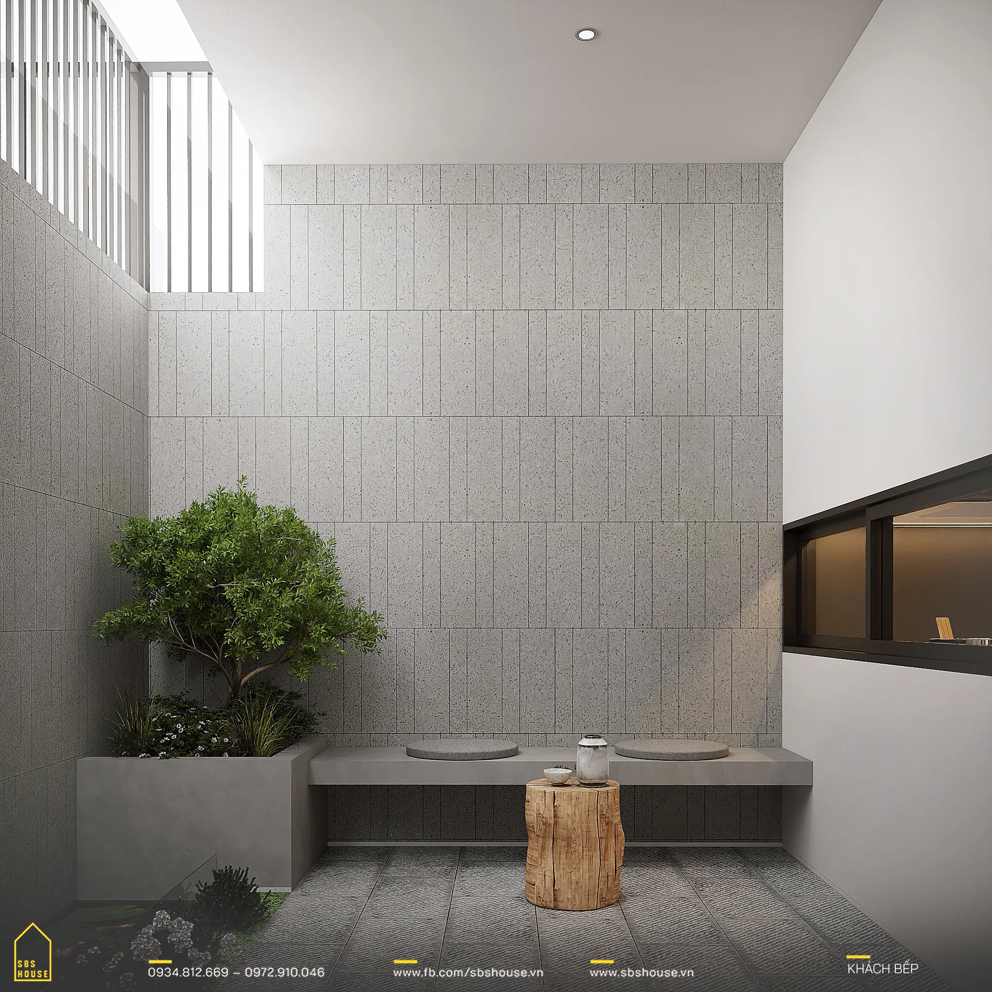 không gian sân vườn của nhà 5x20m 