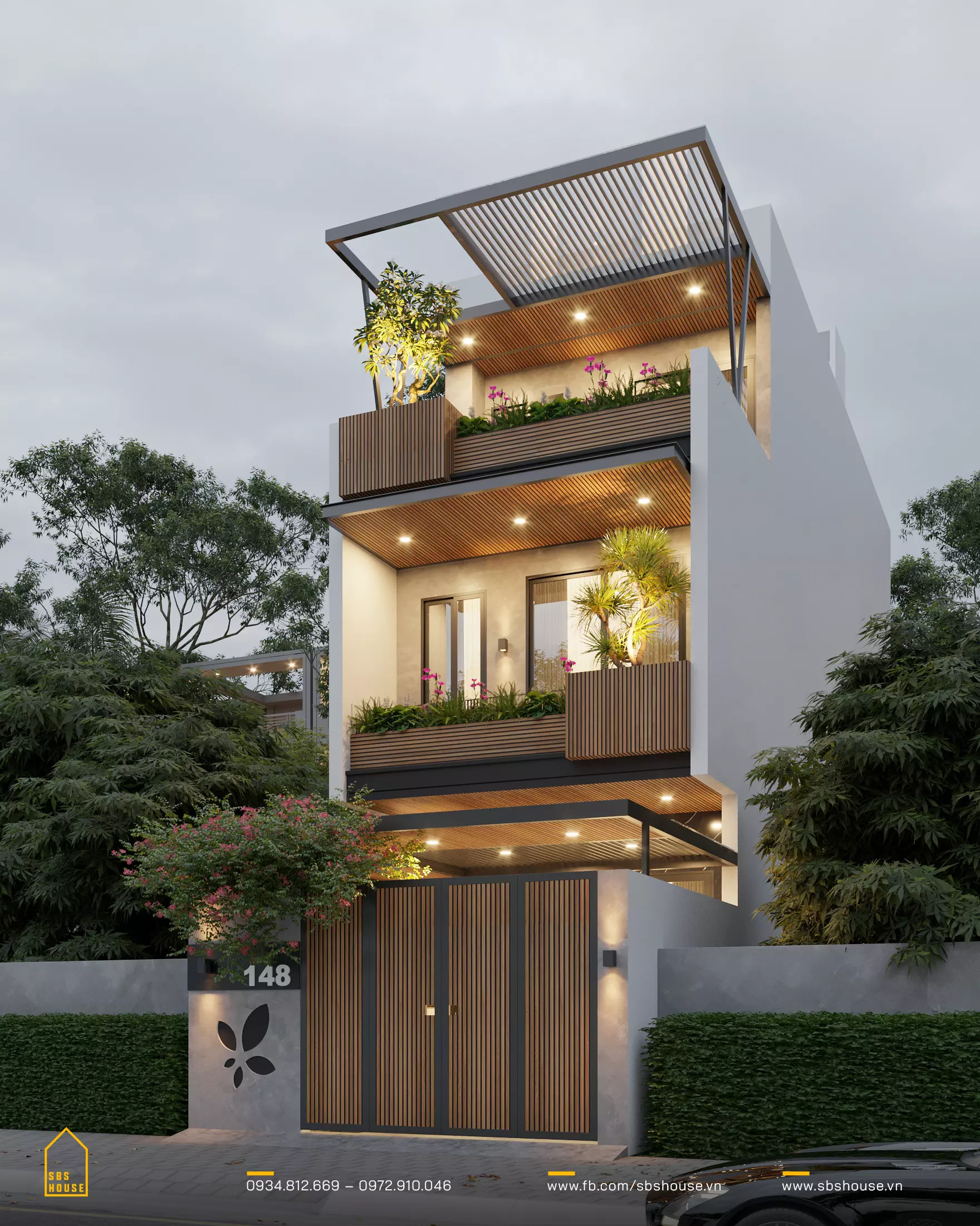 nhà 3 tầng 5x20m có sân vườn 