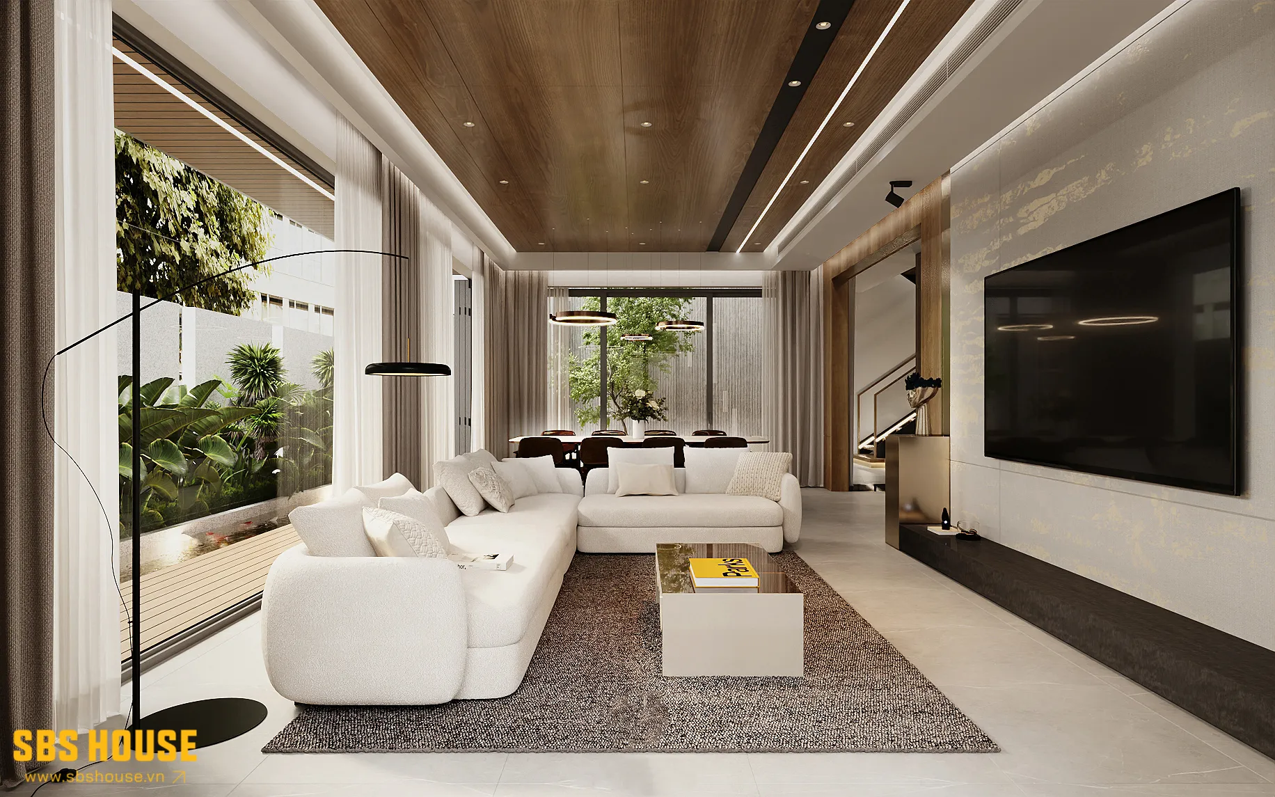 Mẫu phòng khách phong cách thiết kế Modern Tropical đẹp