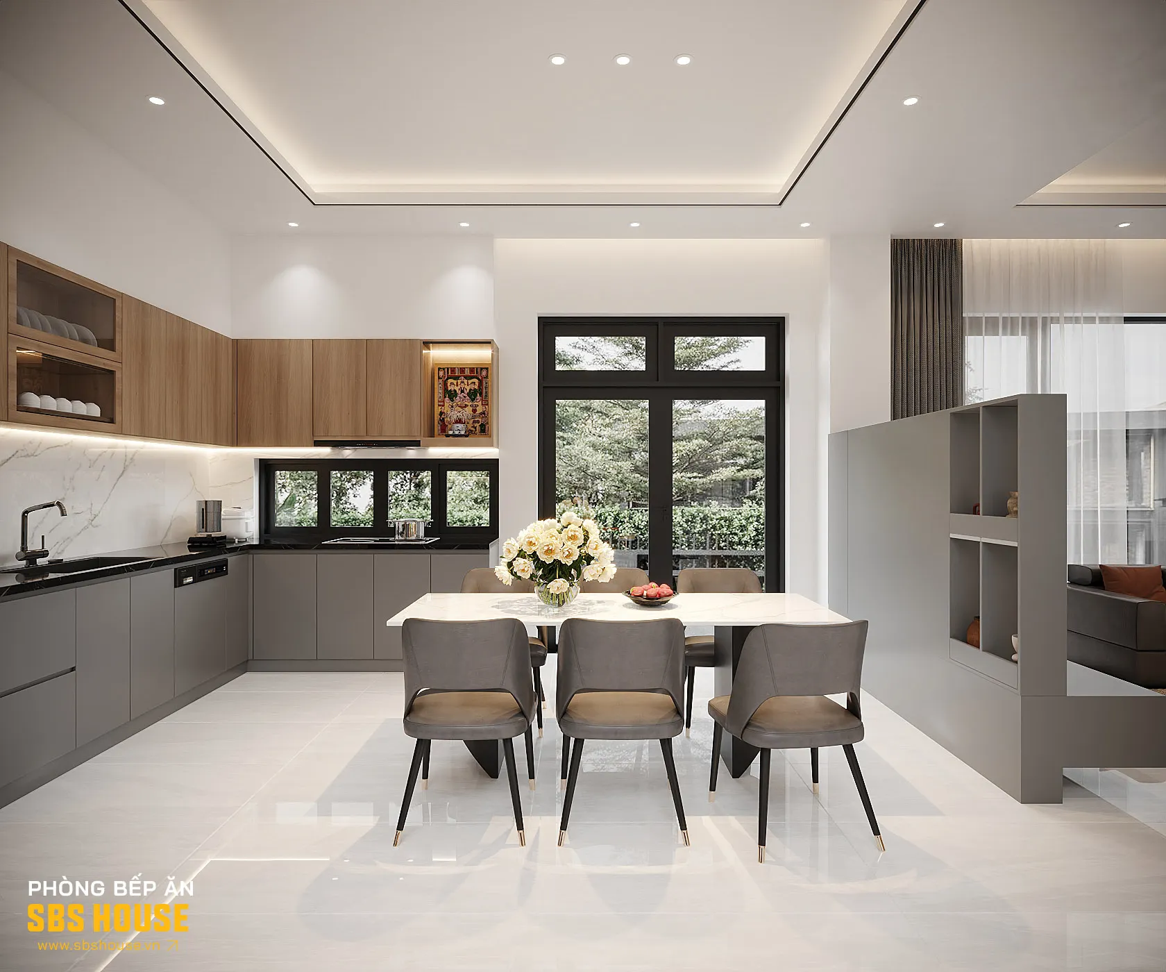 thiết kế phòng bếp đẹp, thoáng ở nông thôn 