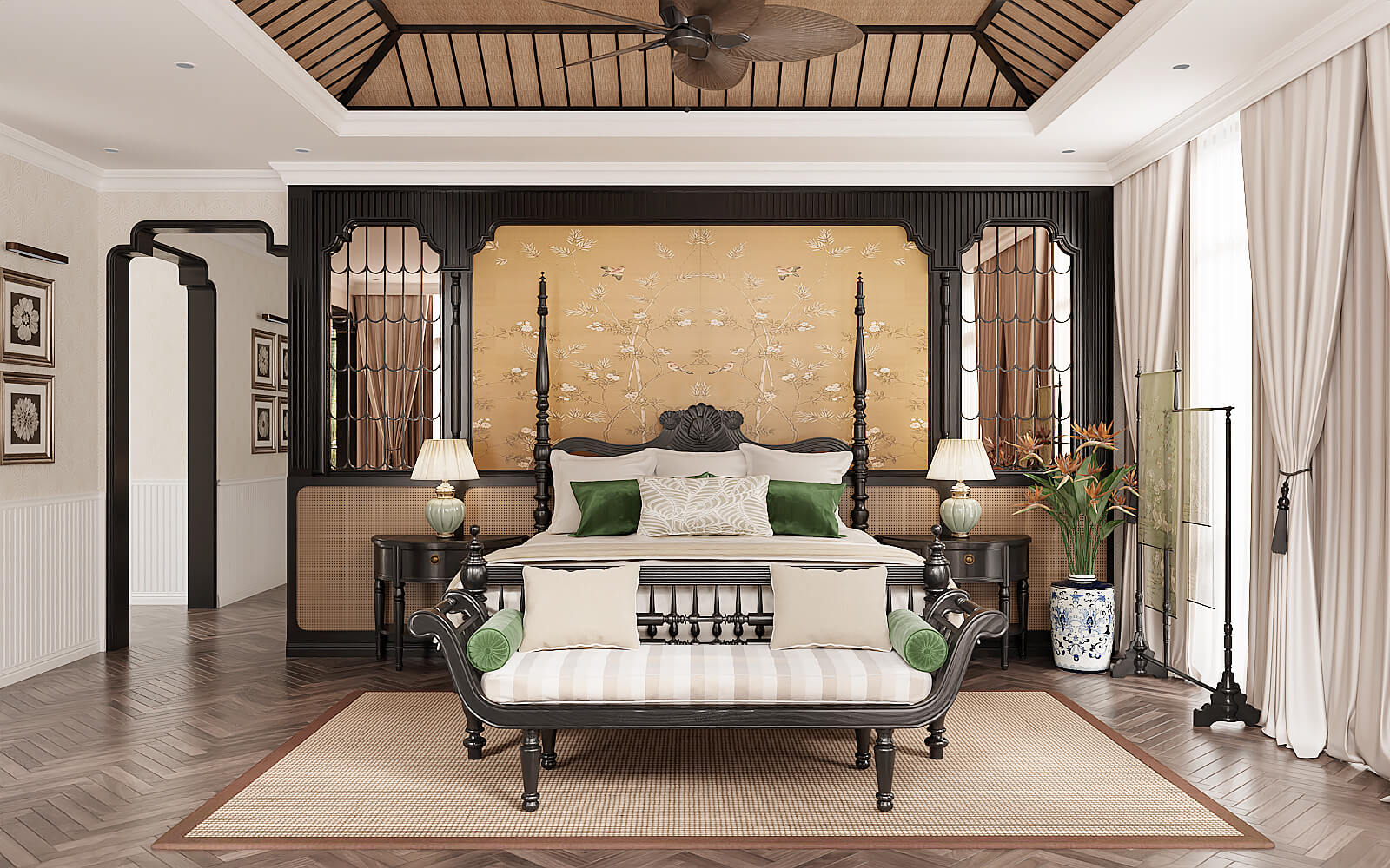 nội thất phòng ngủ phong cách Indochine 