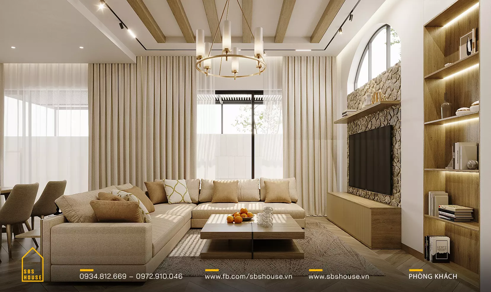 thiết kế phòng khách phong cách địa trung hải