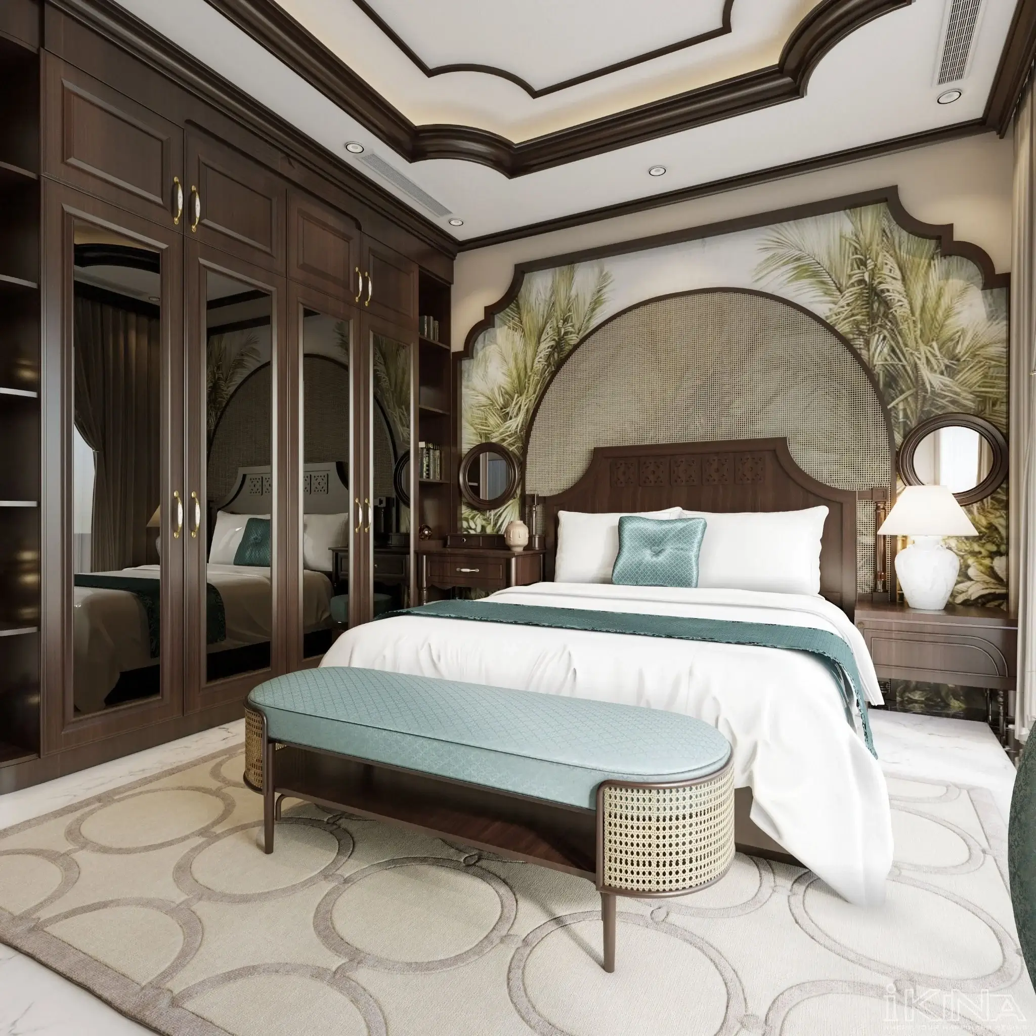 phòng ngủ biệt thự phong cách Indochine