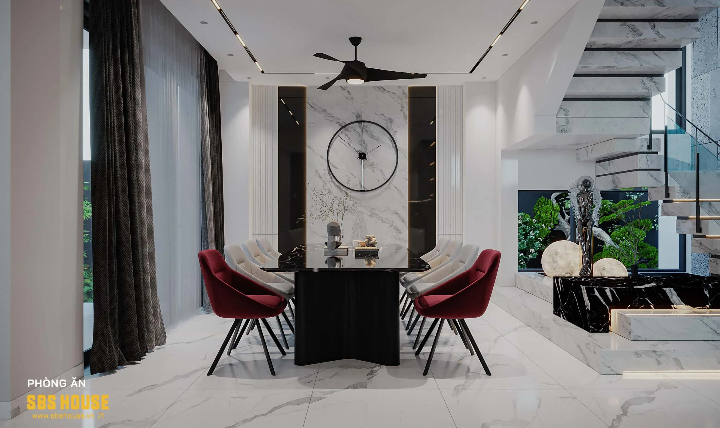 nội thất nhà 3 tầng mặn tiền 8m sang trọng