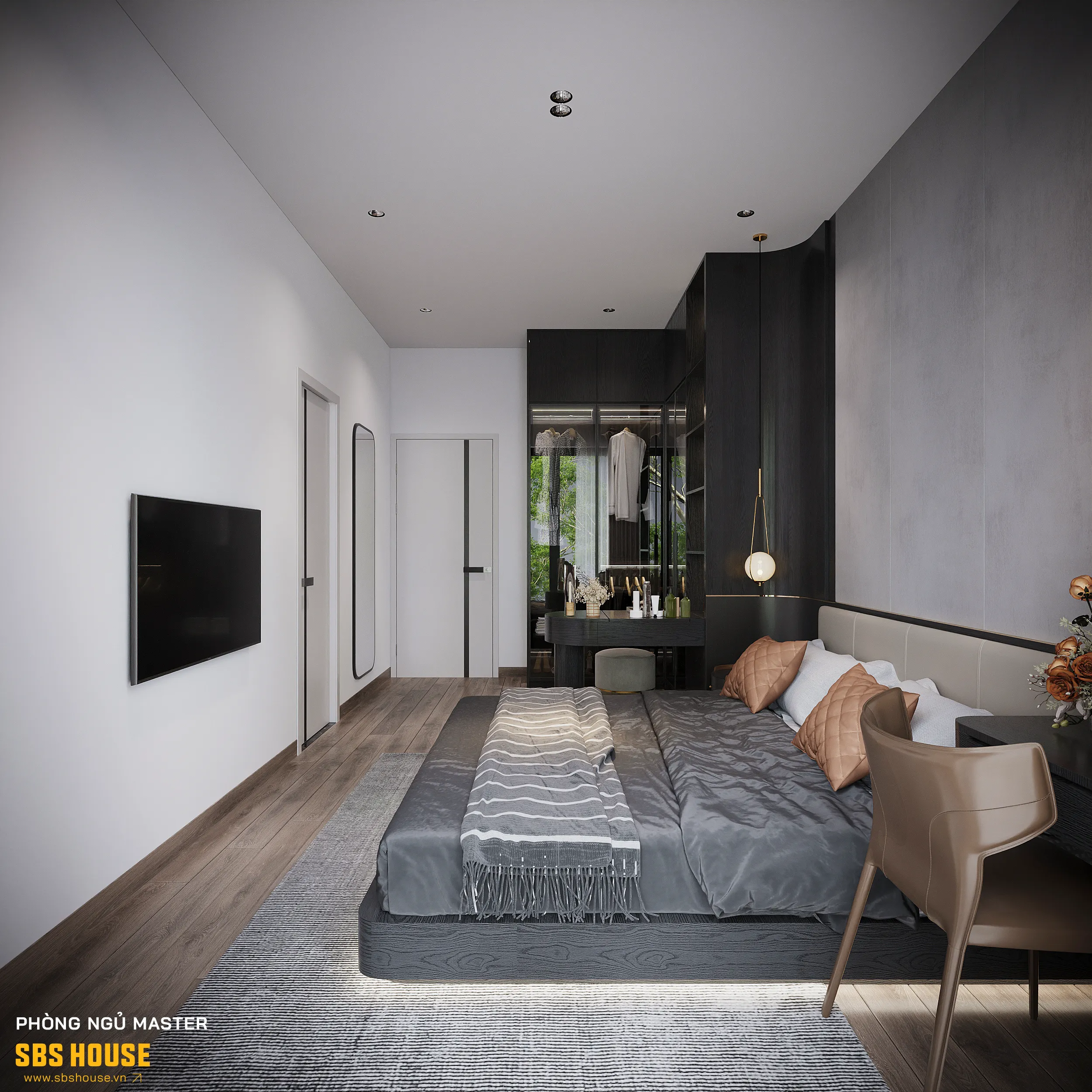 phòng ngủ 20m2 ấn tượng với nội thất 