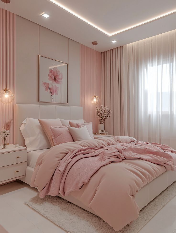 mẫu phòng ngủ màu hồng đẹp