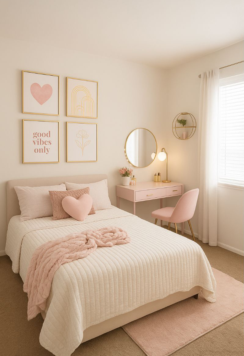mẫu phòng ngủ màu hồng đẹp