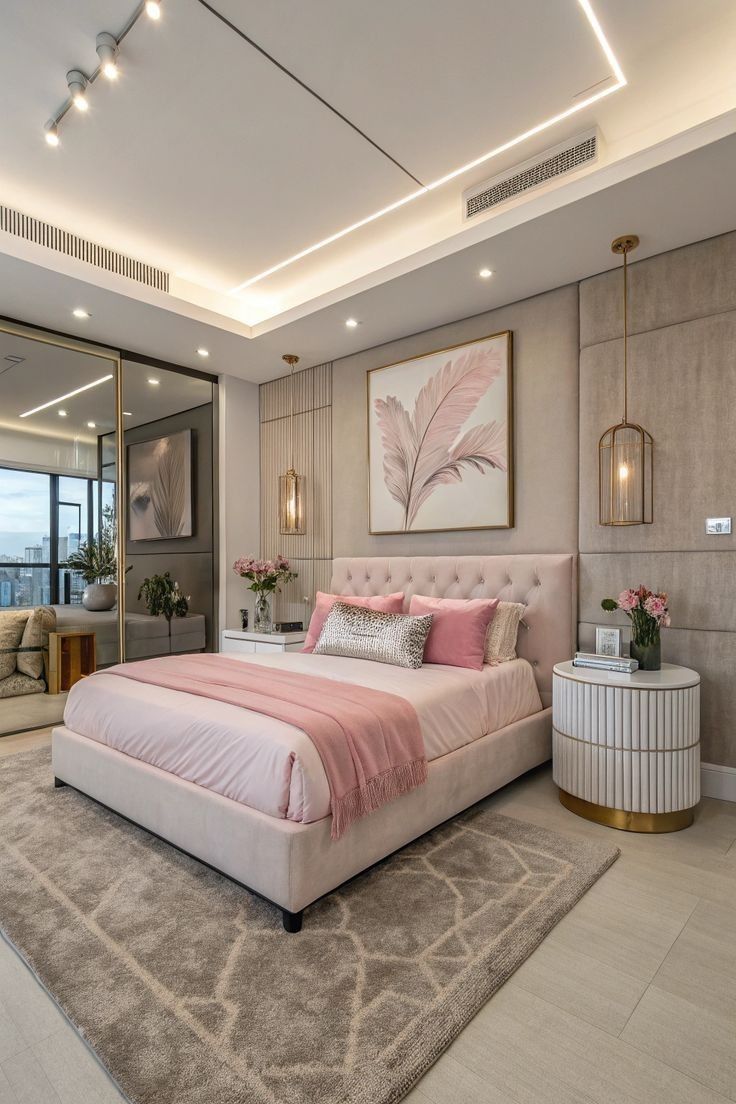 mẫu phòng ngủ màu hồng đẹp