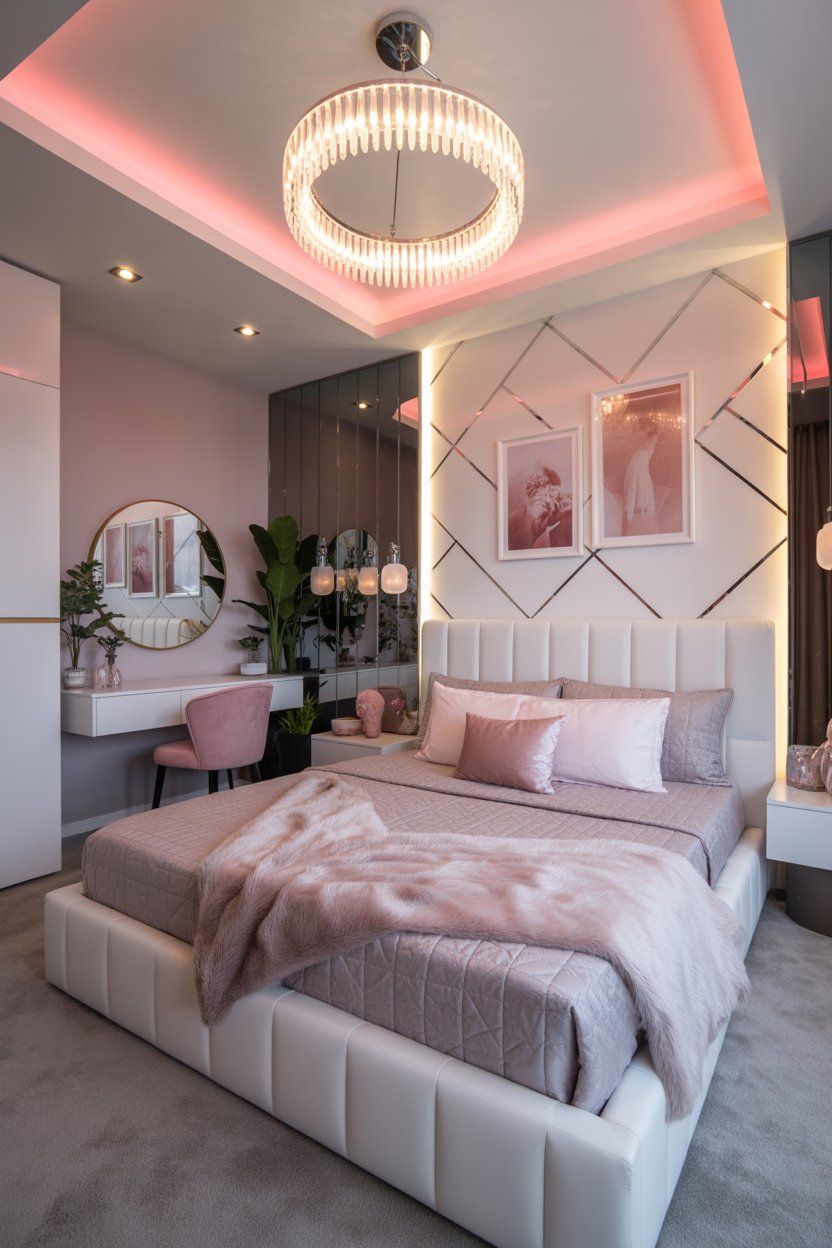 mẫu phòng ngủ màu hồng đẹp