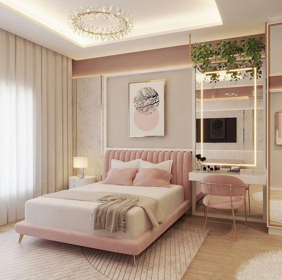 mẫu phòng ngủ màu hồng đẹp