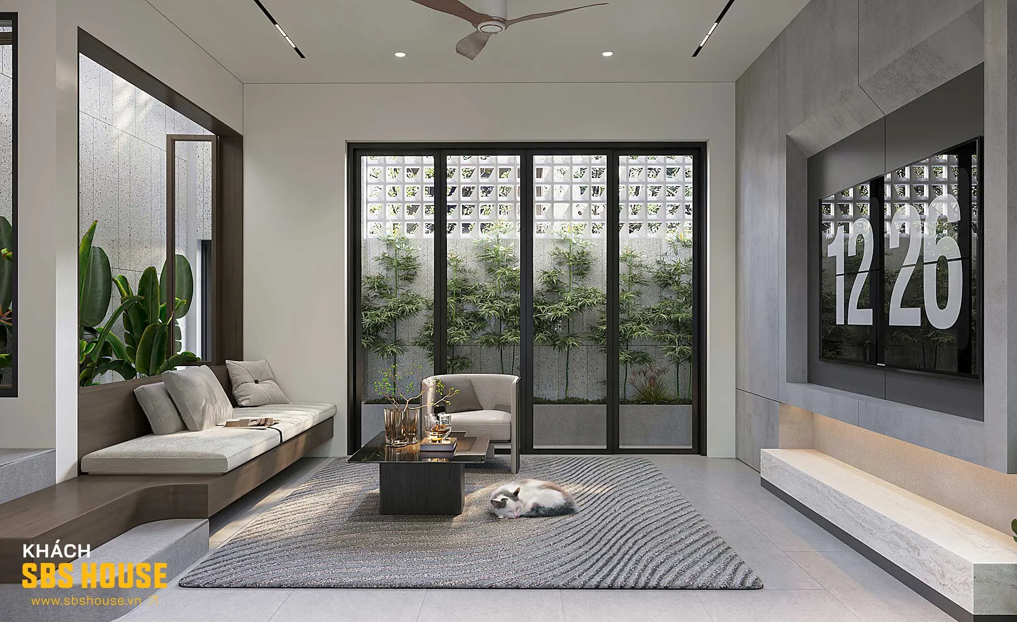 Mẫu phòng khách nhà ống đẹp 6m