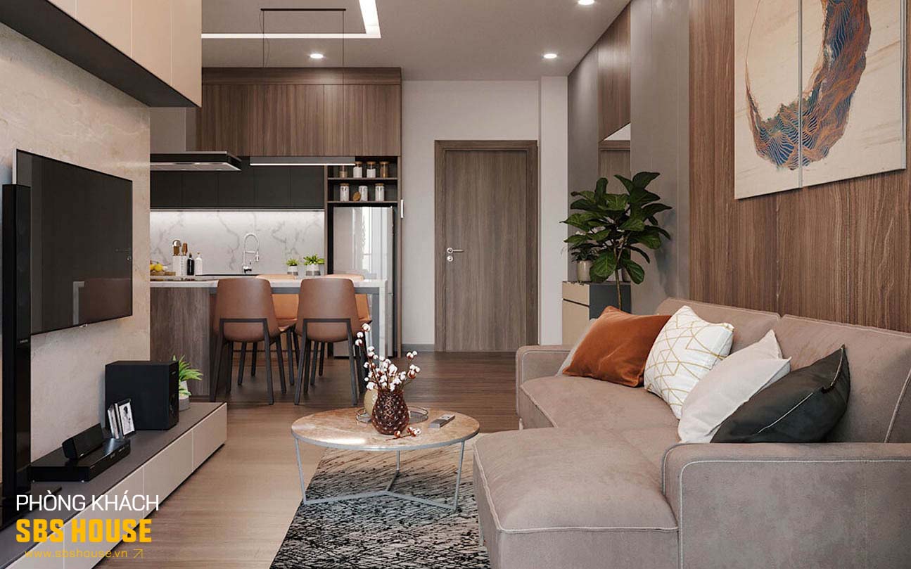 Mẫu thiết kế nội thất chung cư 2 phòng ngủ 64m2