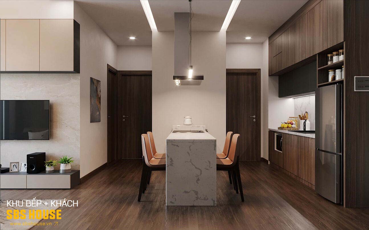 thiết kế nội thất chung cư 2 phòng ngủ diện tích 64m2