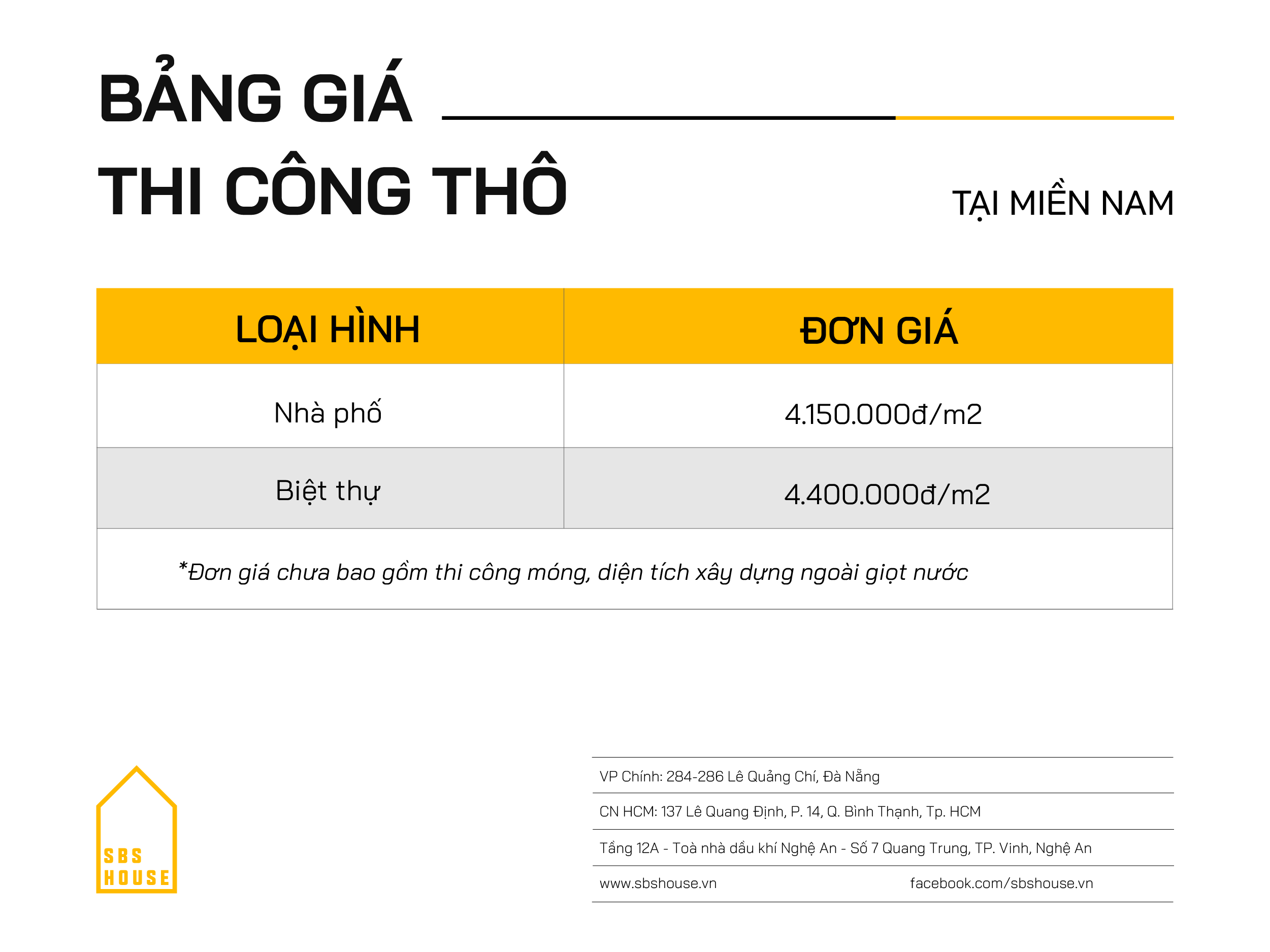 Báo giá xây dựng nhà phần thô tại miền Nam 