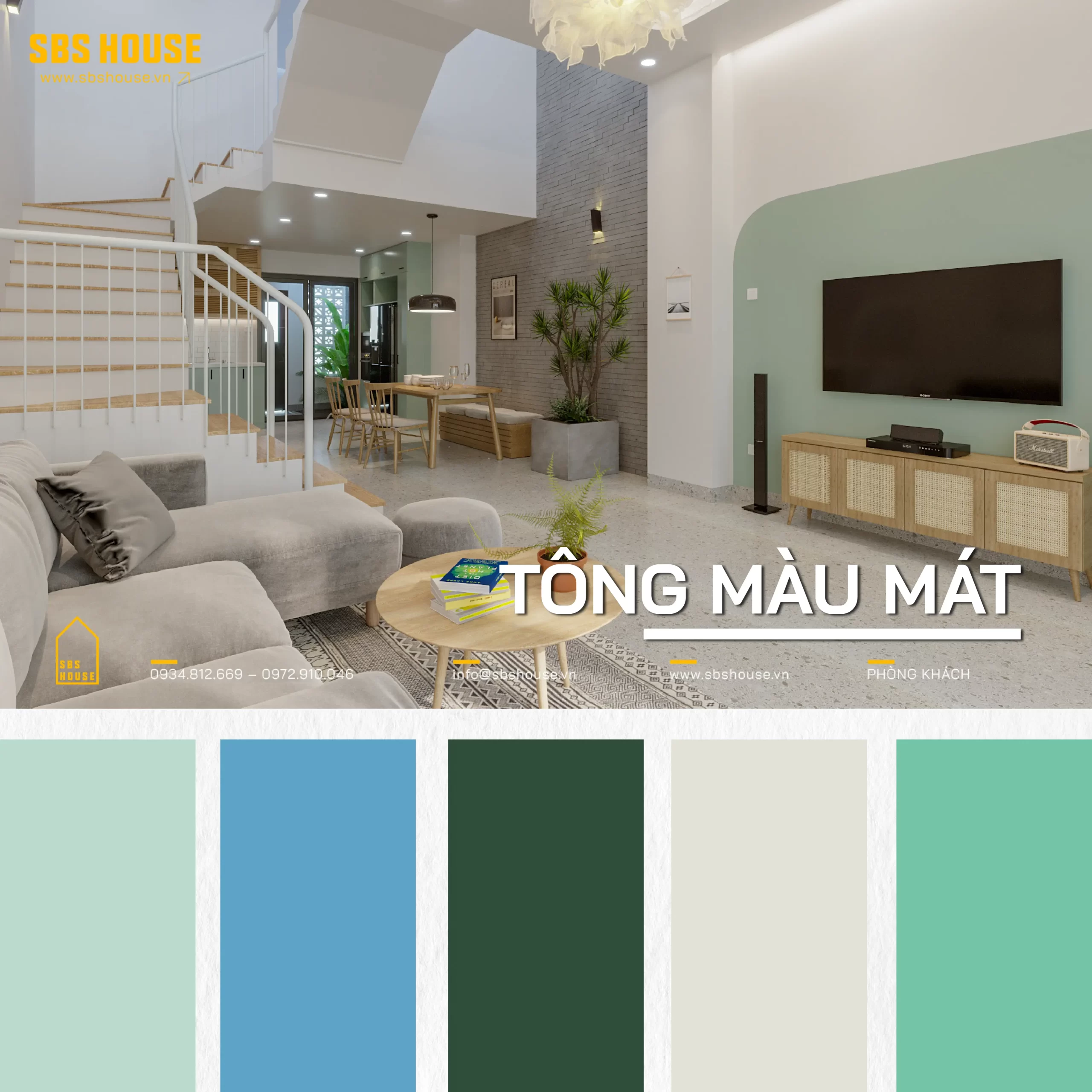 Tông màu mát trong thiết kế nội thất