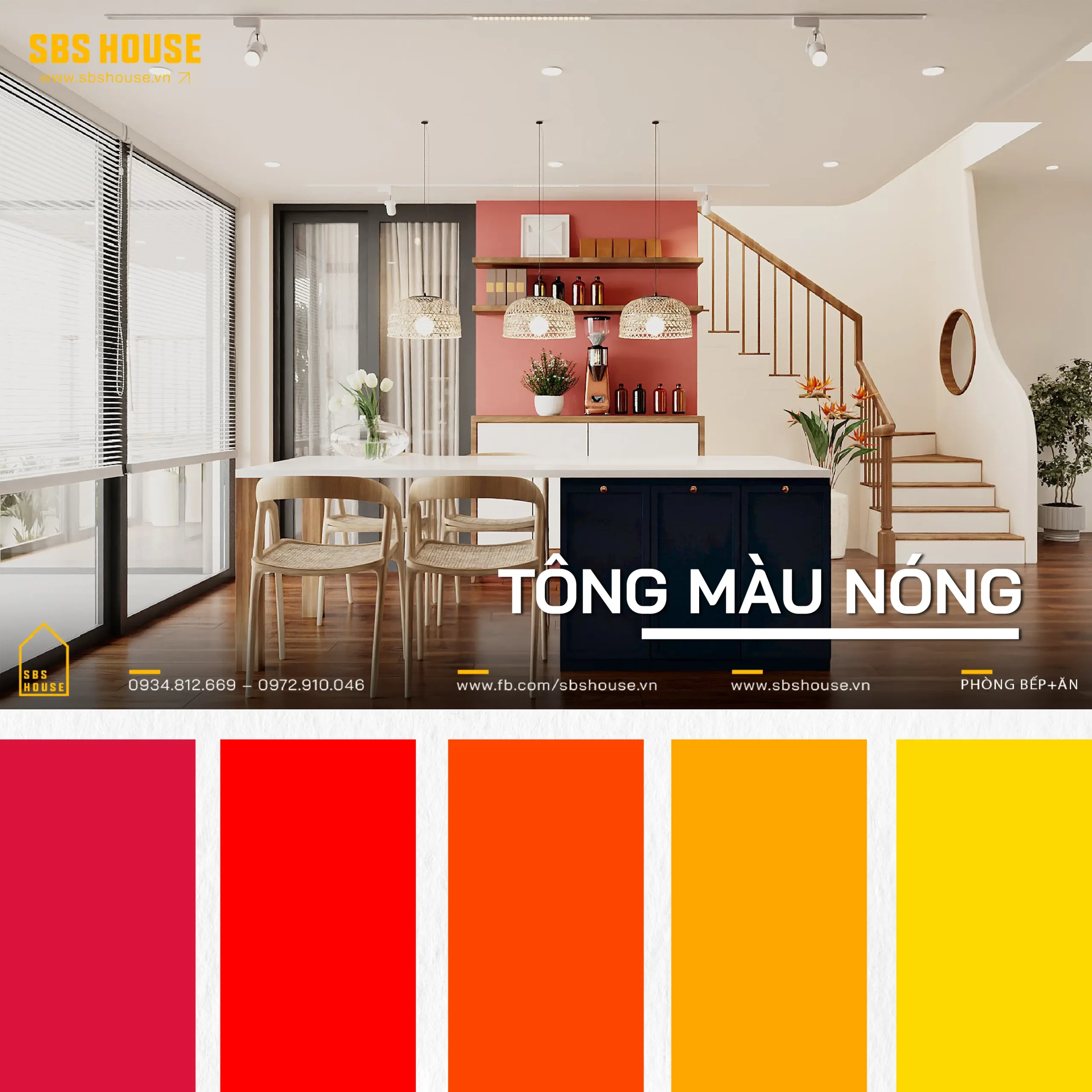 Tông màu nóng trong thiết kế nội thất nhà ở