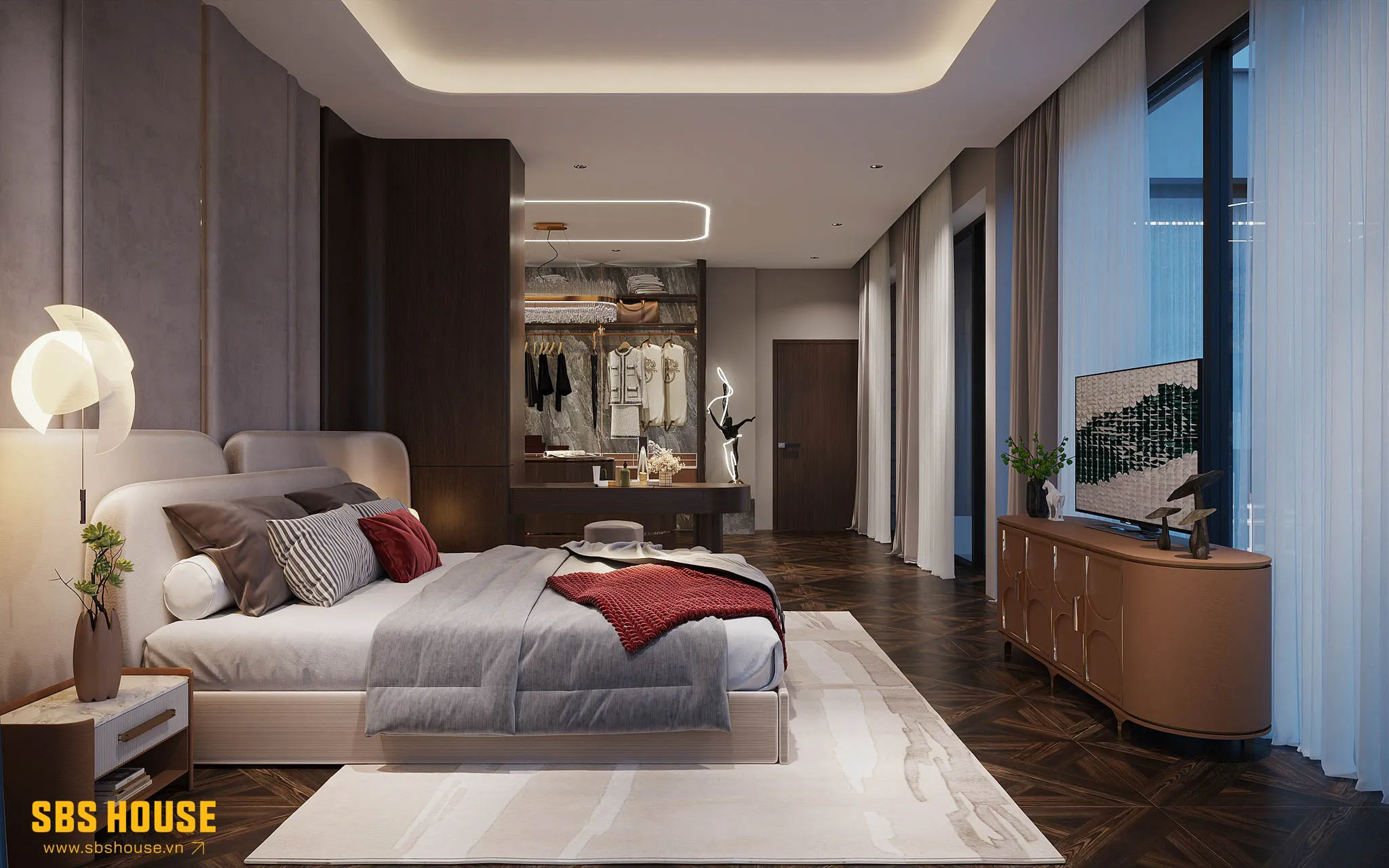 Mẫu thiết kế nội thất chung cư 2 phòng ngủ phong cách sang trọng