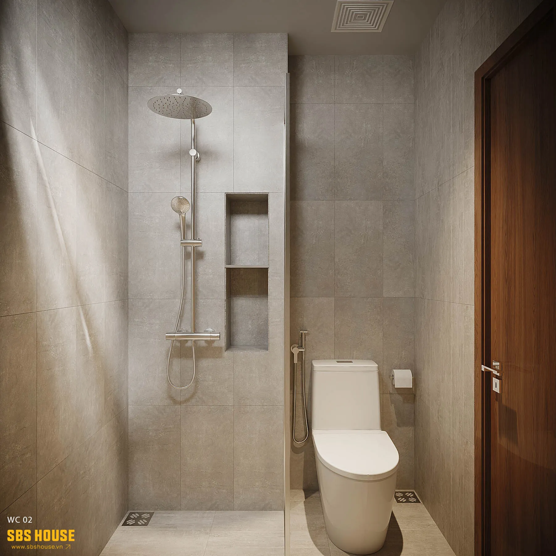 thiết kế nội thất phòng tắm 3m2 
