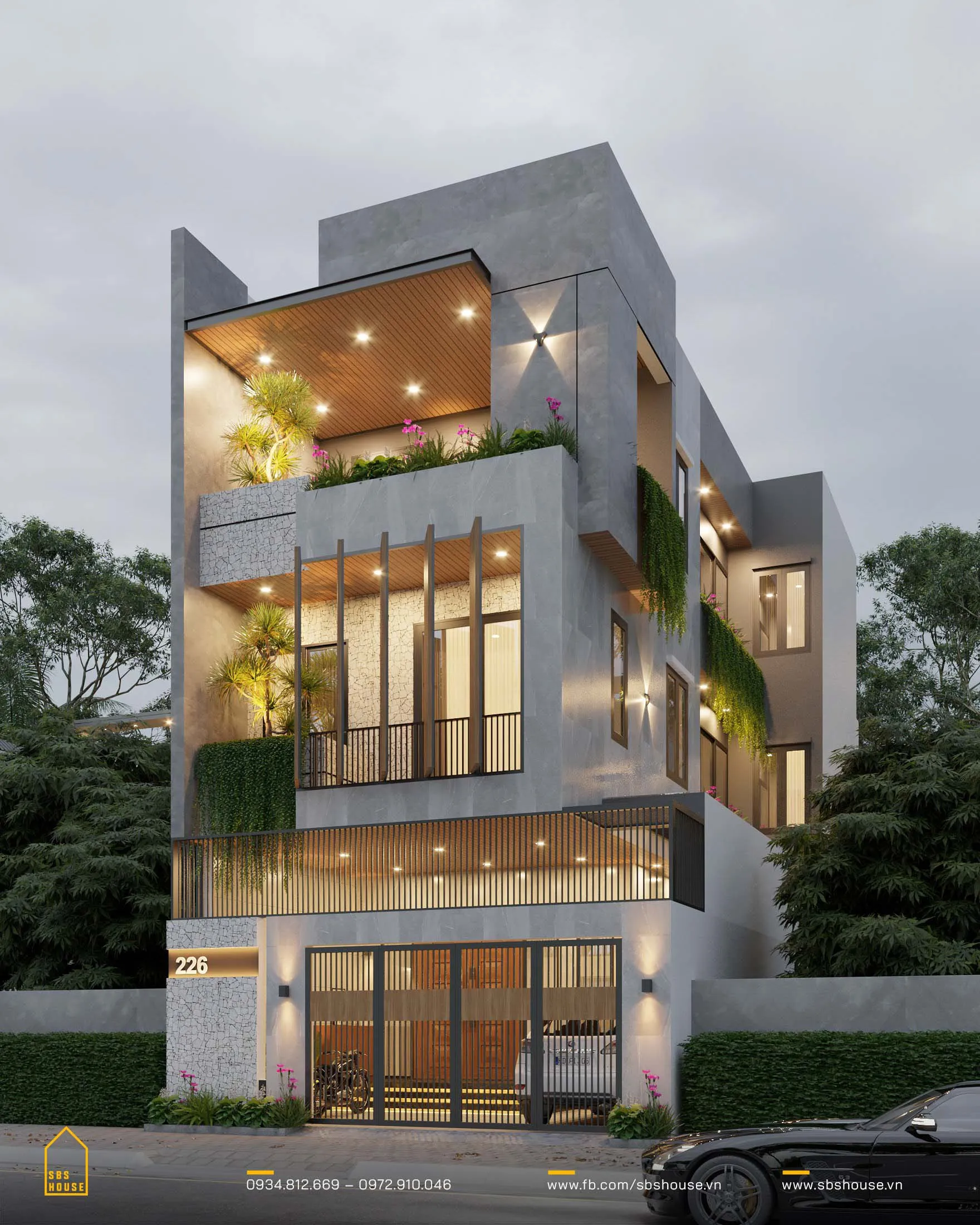 mẫu nhà đẹp 7x18m 3 tầng thô mộc và hiện đại